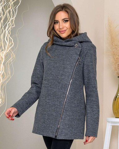 Пальто з капюшоном коротке арт. 156 з капюшоном сіре/сірий 156 фото