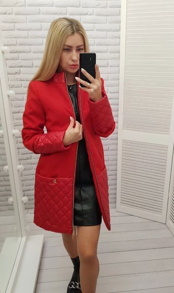 Пальто осінь / весна Кашемір + плащівка арт. 137/1 Червоний 137/1 фото