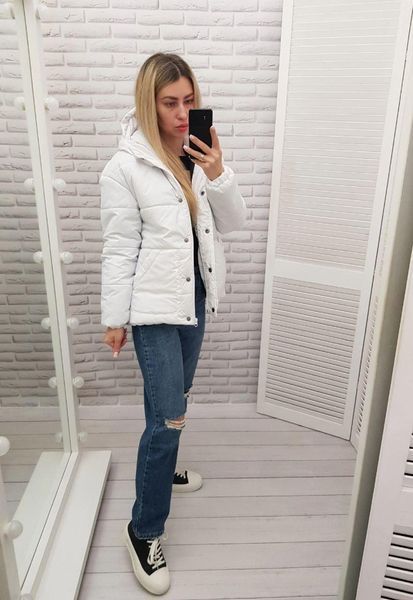 Куртка демісезона жіноча на поясі арт. 332 біла/ білий 332 фото