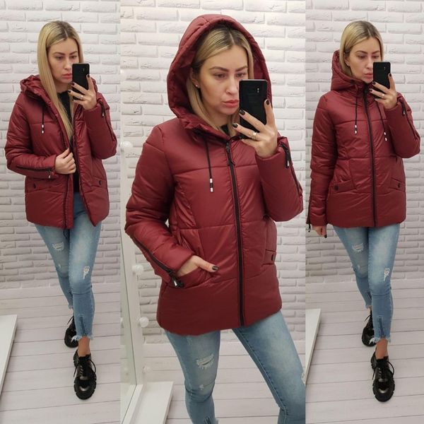Куртка жіноча з капюшоном, арт.416, вишня/ вишня/ вишневого кольору 416 фото