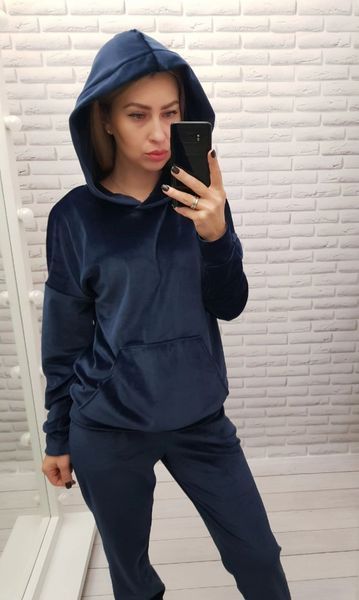 Модний плюшевий жіночий костюм з велюру (велюровий) арт.А419/1 Чорний /чорного кольору А419/1 фото