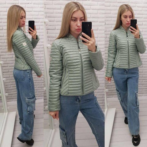 Жіноча класична стьобана куртка арт.470 зеленого кольору/ зелений/ шавлія 470 фото