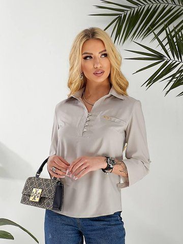 Сорочка / блуза / блузка арт. 828 золоті гудзики/ колір сірий 828 фото
