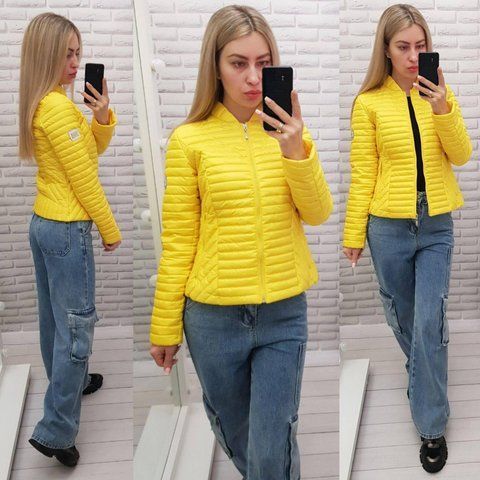 Жіноча класична стьобана куртка арт. 470 жовтого кольору/ жовтий 470 фото
