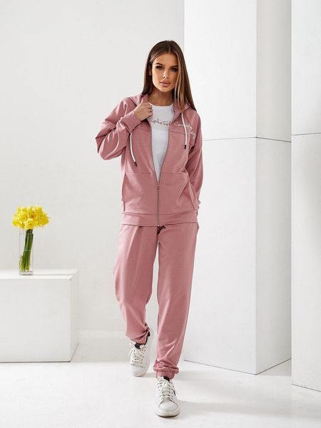 Жіночий спортивний костюм трійка осінь-весна арт. 476 рожевий/ пудровий/ пудра 476 фото
