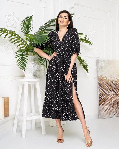 Сукня 423 крупний горох чорний 423 фото