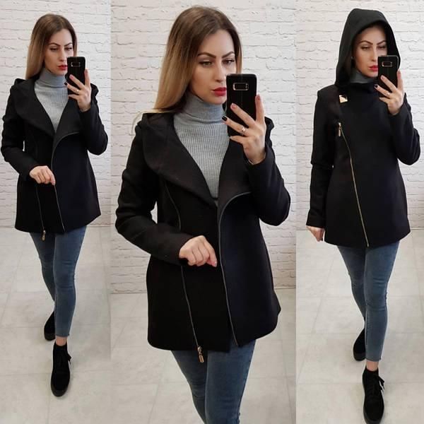 Пальто з капюшоном коротке арт. 156 з капюшоном рожева пудра 156 фото