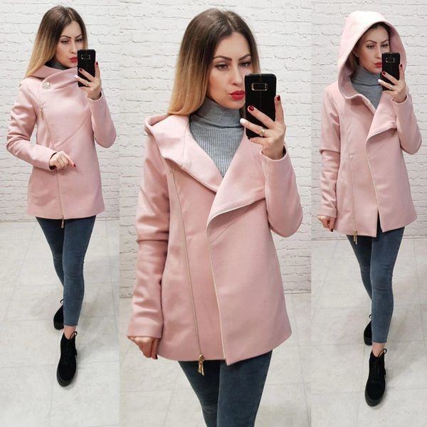 Пальто з капюшоном коротке арт. 156 з капюшоном рожева пудра 156 фото
