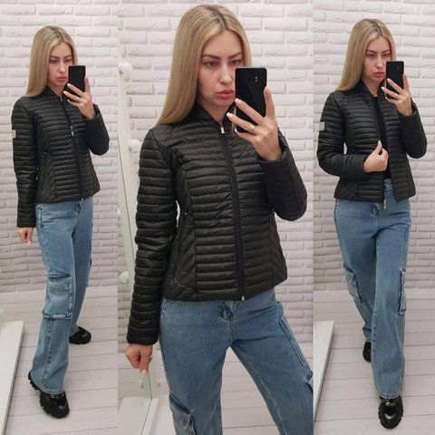 Жіноча класична стьобана куртка арт.470 чорного кольору/ чорний 470 фото