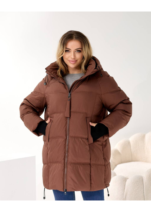 Зимовий пуховик з трикотажним манжетом 